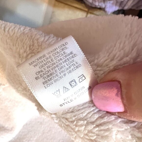 Oscar De La Renta Pink Label Ivory Cream Plush Robe Womens sz S Pockets Embossed - Picture 8 of 12